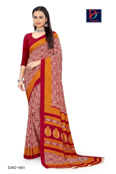 Atulya Reniyal Fabric Uniform Saree With Blouse Piece D.NO-1901