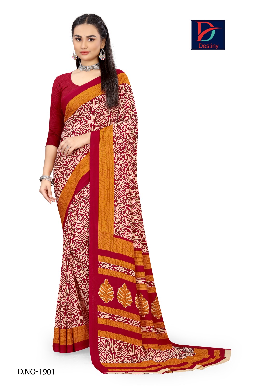 Atulya Reniyal Fabric Uniform Saree With Blouse Piece D.NO-1901