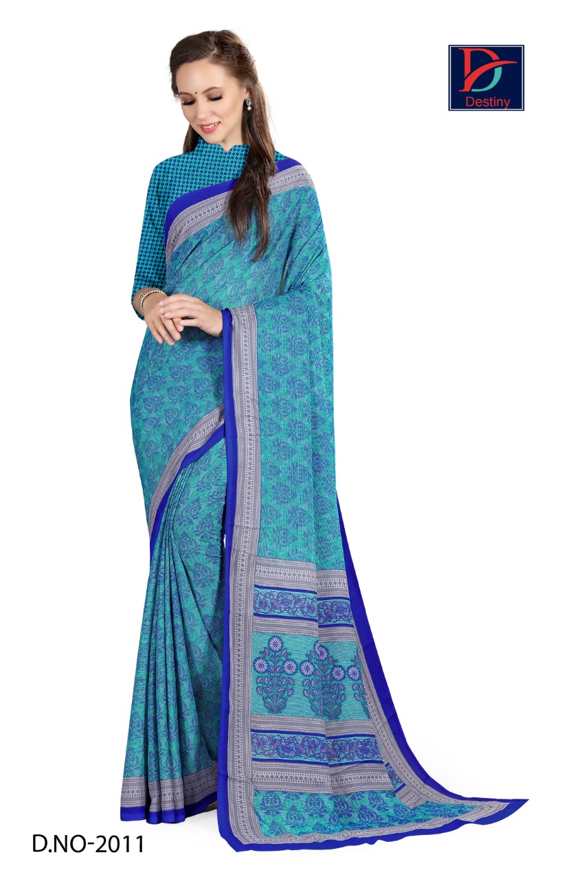 Atulya Reniyal Fabric Uniform Saree With Blouse Piece D.NO-2011
