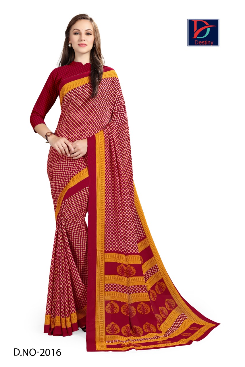 Atulya Reniyal Fabric Uniform Saree With Blouse Piece D.NO-2016