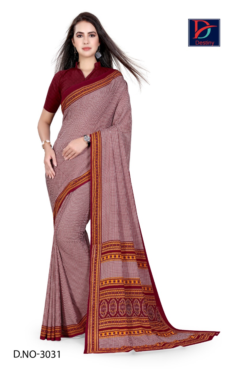 Atulya Reniyal Fabric Uniform Saree With Blouse Piece D.NO-3031