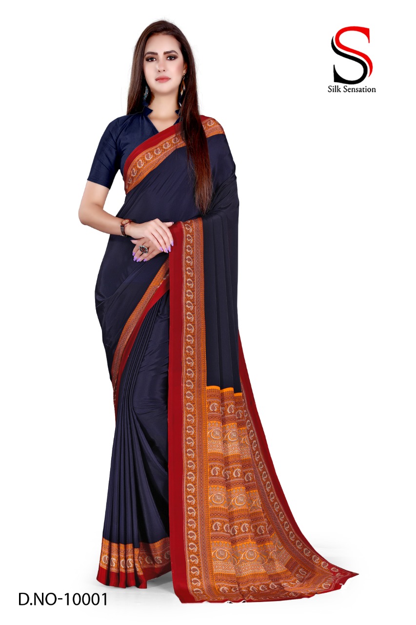 Atulya Silk Crepe Uniform Saree With Blouse Piece D.NO-10001