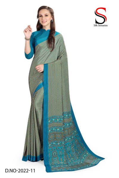 Atulya Silk Crepe Uniform Saree With Blouse Piece D.NO-2022-11