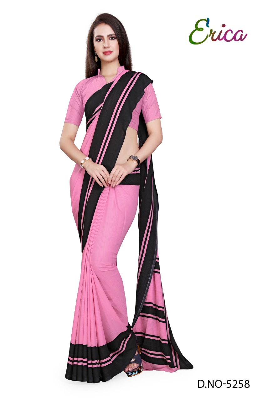 Atulya Send Crepe Uniform Saree With Blouse Piece D.NO-5258