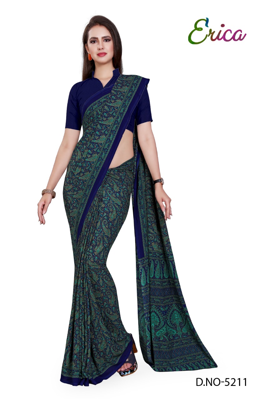 Atulya Send Crepe Uniform Saree With Blouse Piece D.NO-5211