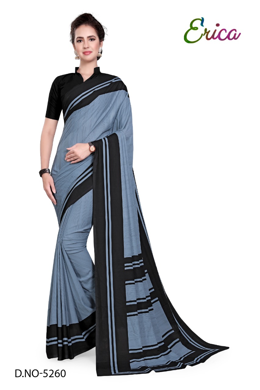 Atulya Send Crepe Uniform Saree With Blouse Piece D.NO-5260