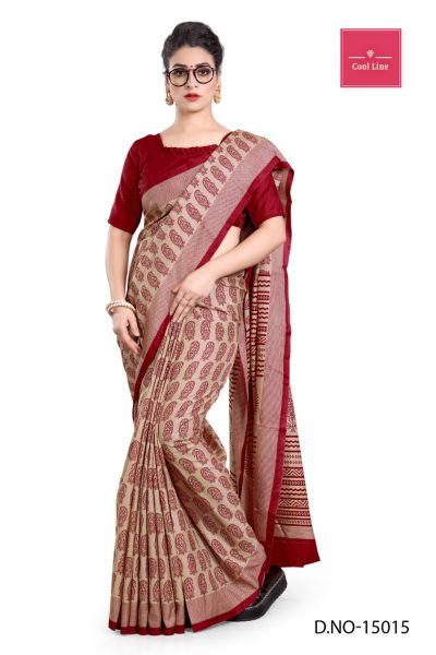 Atulya Poly Cotton Uniform Saree With Blouse Piece D.NO-15015