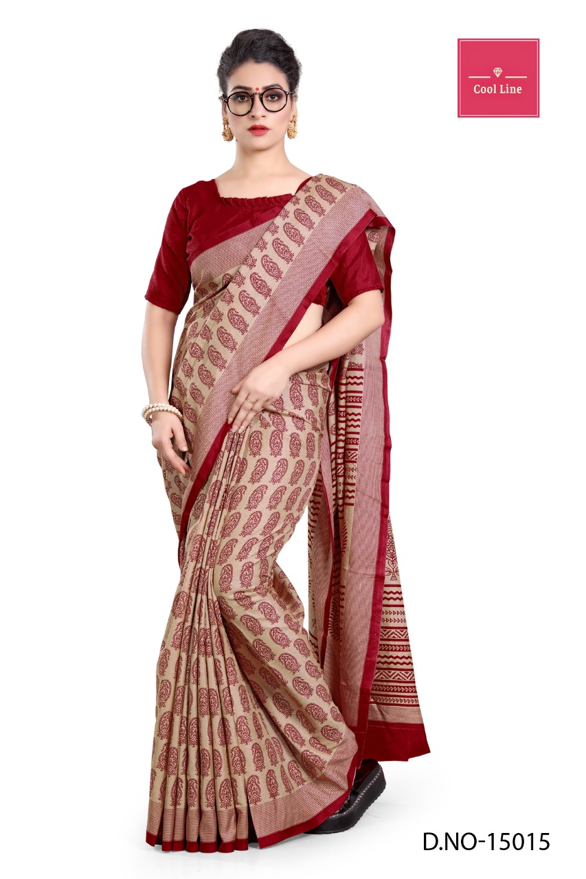Atulya Poly Cotton Uniform Saree With Blouse Piece D.NO-15015