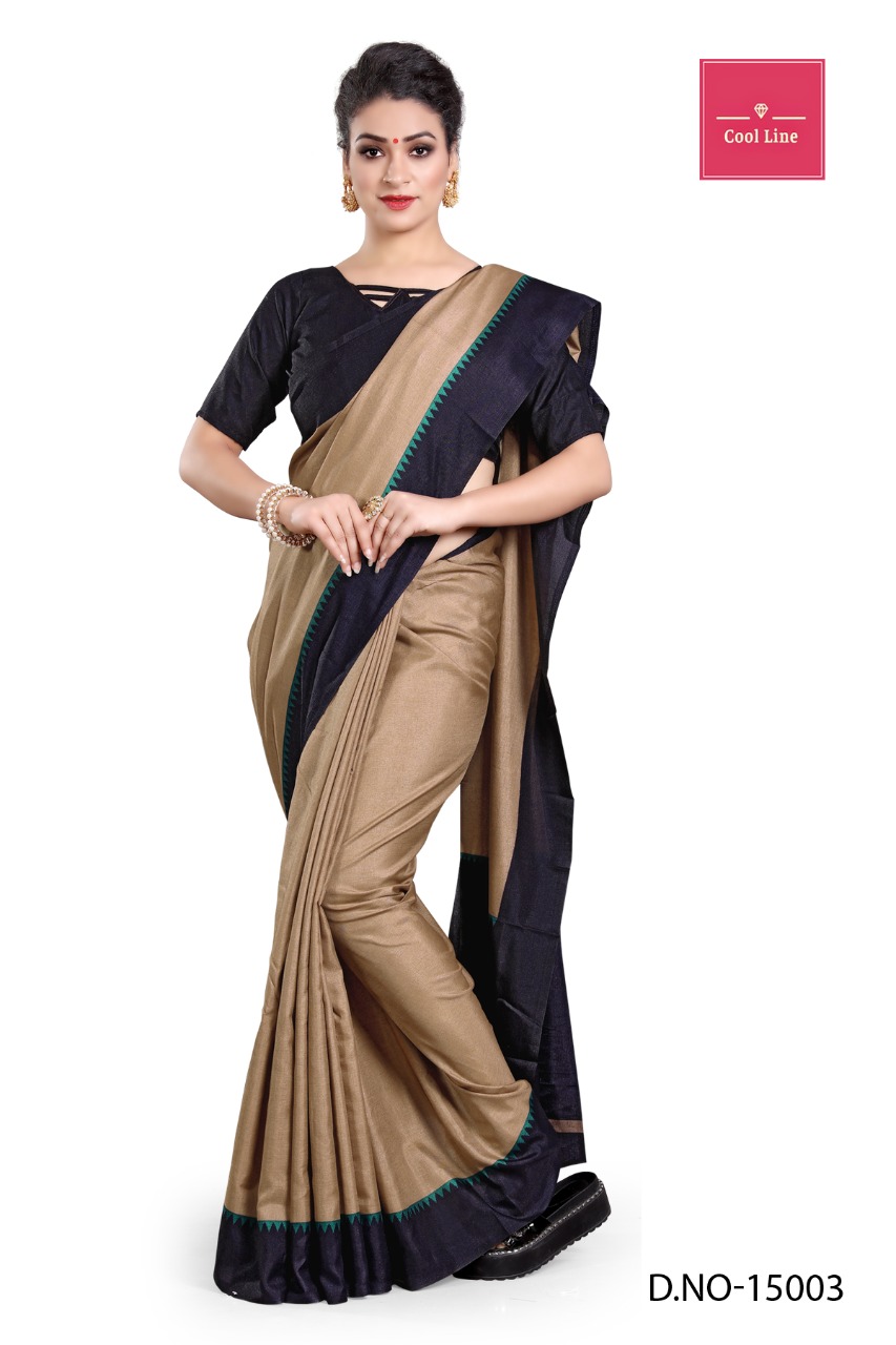Atulya Poly Cotton Uniform Saree With Blouse Piece D.NO-15003