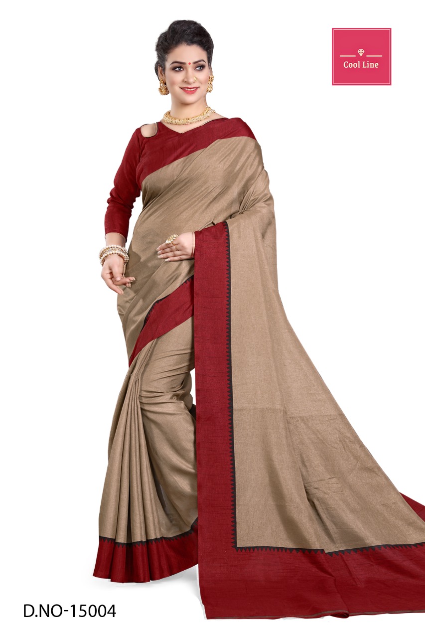Atulya Poly Cotton Uniform Saree With Blouse Piece D.NO-15004