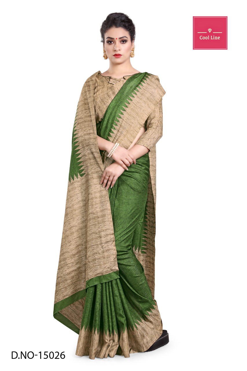 Atulya Poly Cotton Uniform Saree With Blouse Piece D.NO-15026