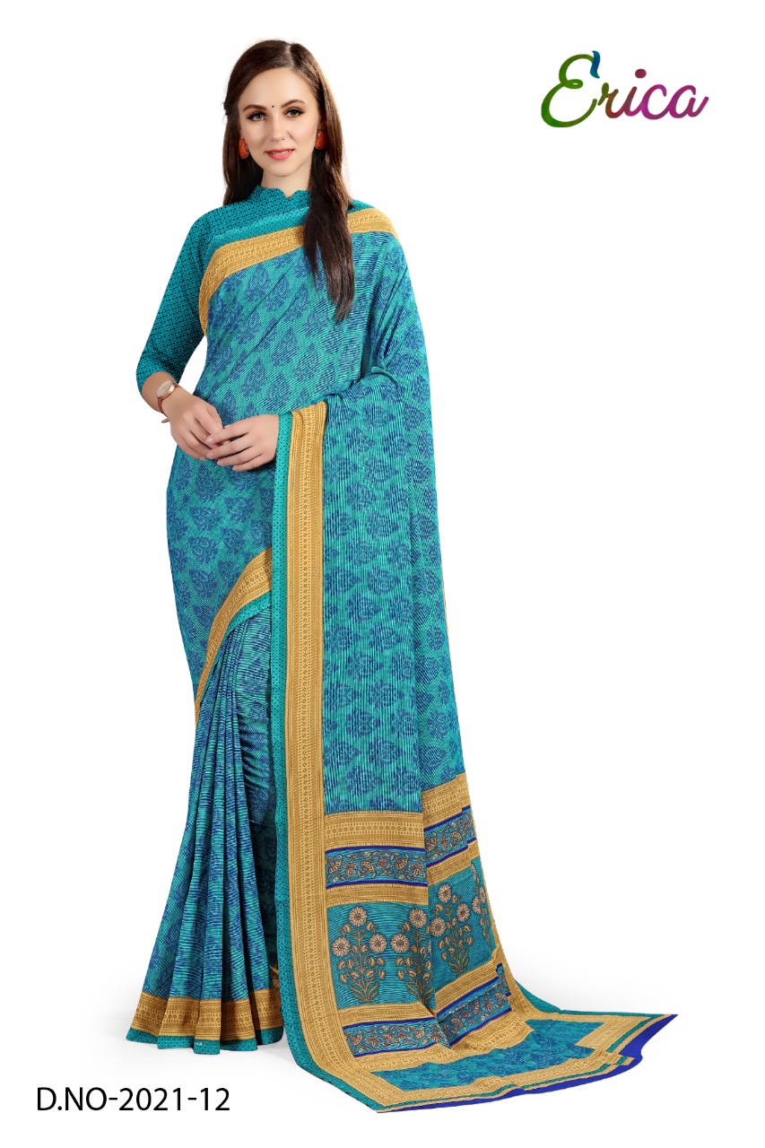 Atulya Send Crepe Uniform Saree With Blouse Piece D.NO-2021-12
