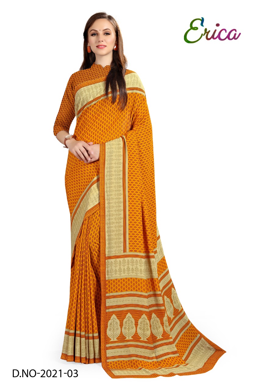Atulya Send Crepe Uniform Saree With Blouse Piece D.NO-2021-03