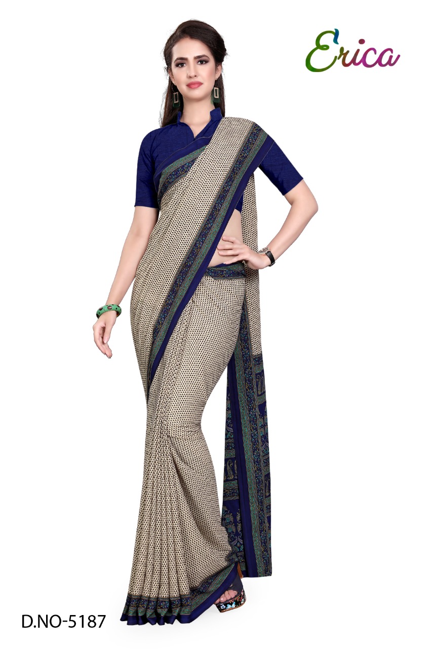 Atulya Send Crepe Uniform Saree With Blouse Piece D.NO-5187