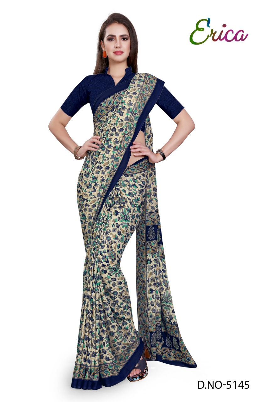 Atulya Send Crepe Uniform Saree With Blouse Piece D.NO-5145