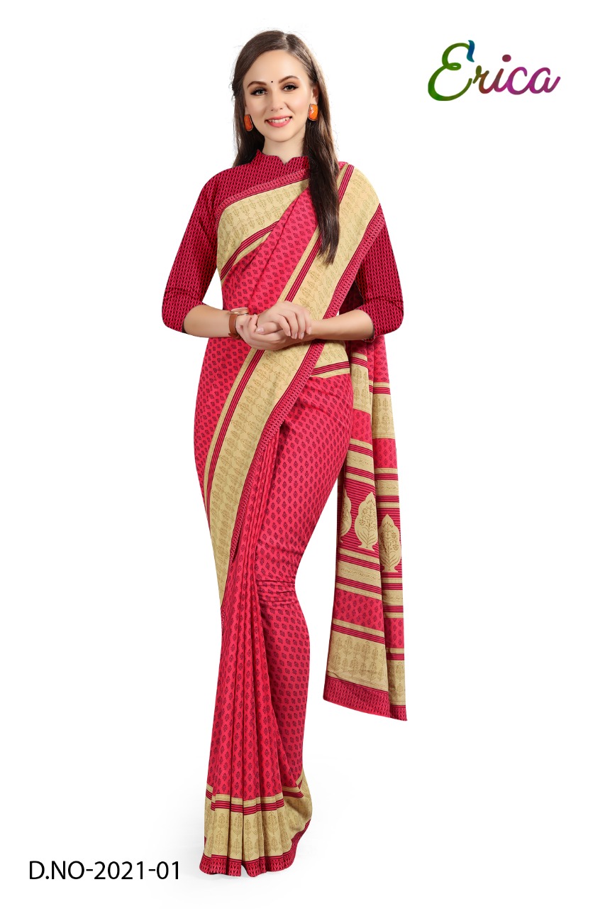 Atulya Send Crepe Uniform Saree With Blouse Piece D.NO-2021-01
