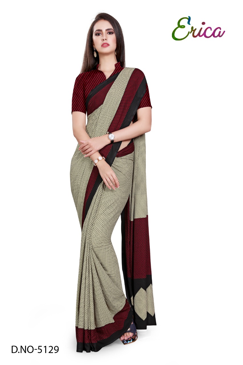 Atulya Send Crepe Uniform Saree With Blouse Piece D.NO-5129