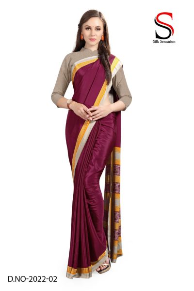 Atulya Silk Crepe Uniform Saree With Blouse Piece D.NO-2022-02