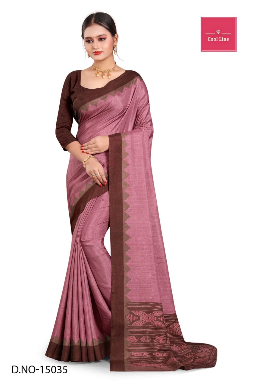 Atulya Poly Cotton Uniform Saree With Blouse Piece D.NO-15035