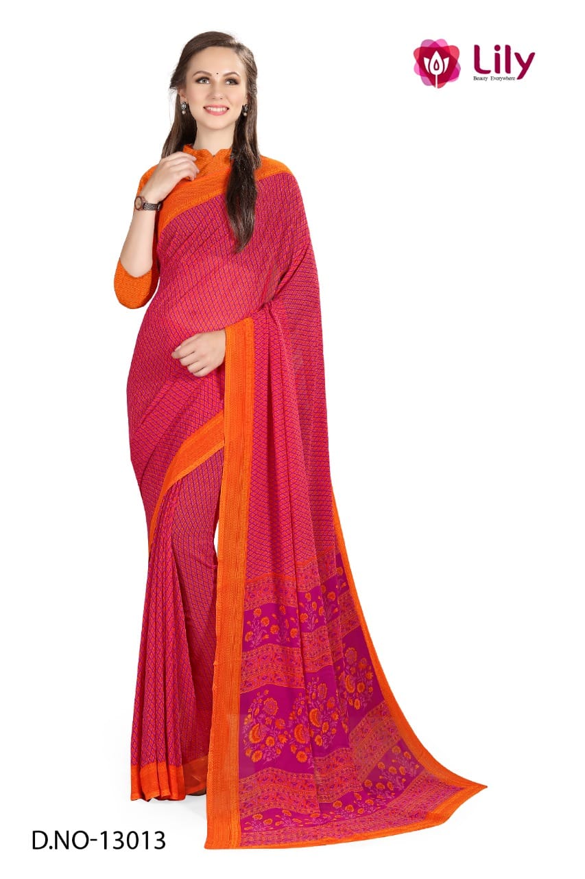 Atulya Weightless Fabric Uniform Saree With Blouse Piece D.NO-13013