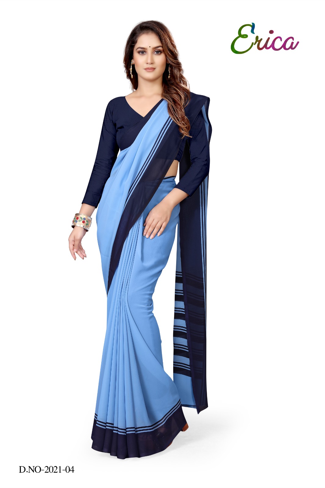 Atulya Send Crepe Uniform Saree With Blouse Piece D.NO-2021-04